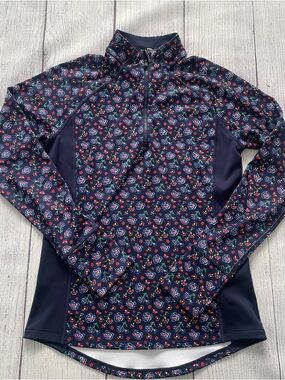 RLX Ralph Lauren Navy Floral Quarter Zip Performance Golf Pullover Size Small